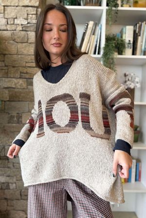 Big Softie Amour Slouch Knit Jumper Mocha Marl /12=